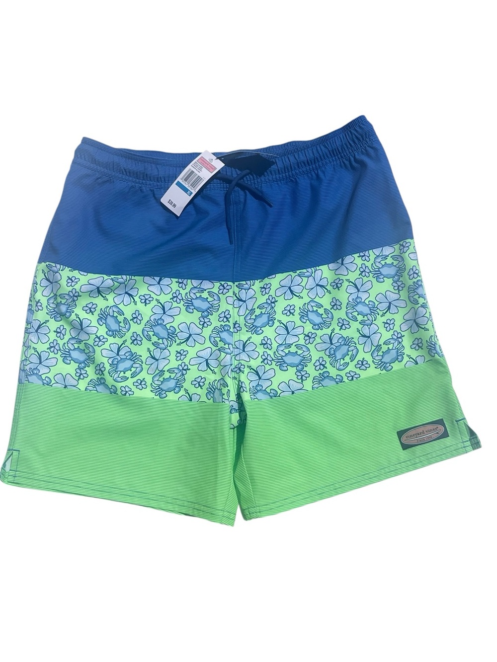 Vineyard Vines Vintage Crab Striped Chappy Harbor Island Swim Shorts Boys XL 18